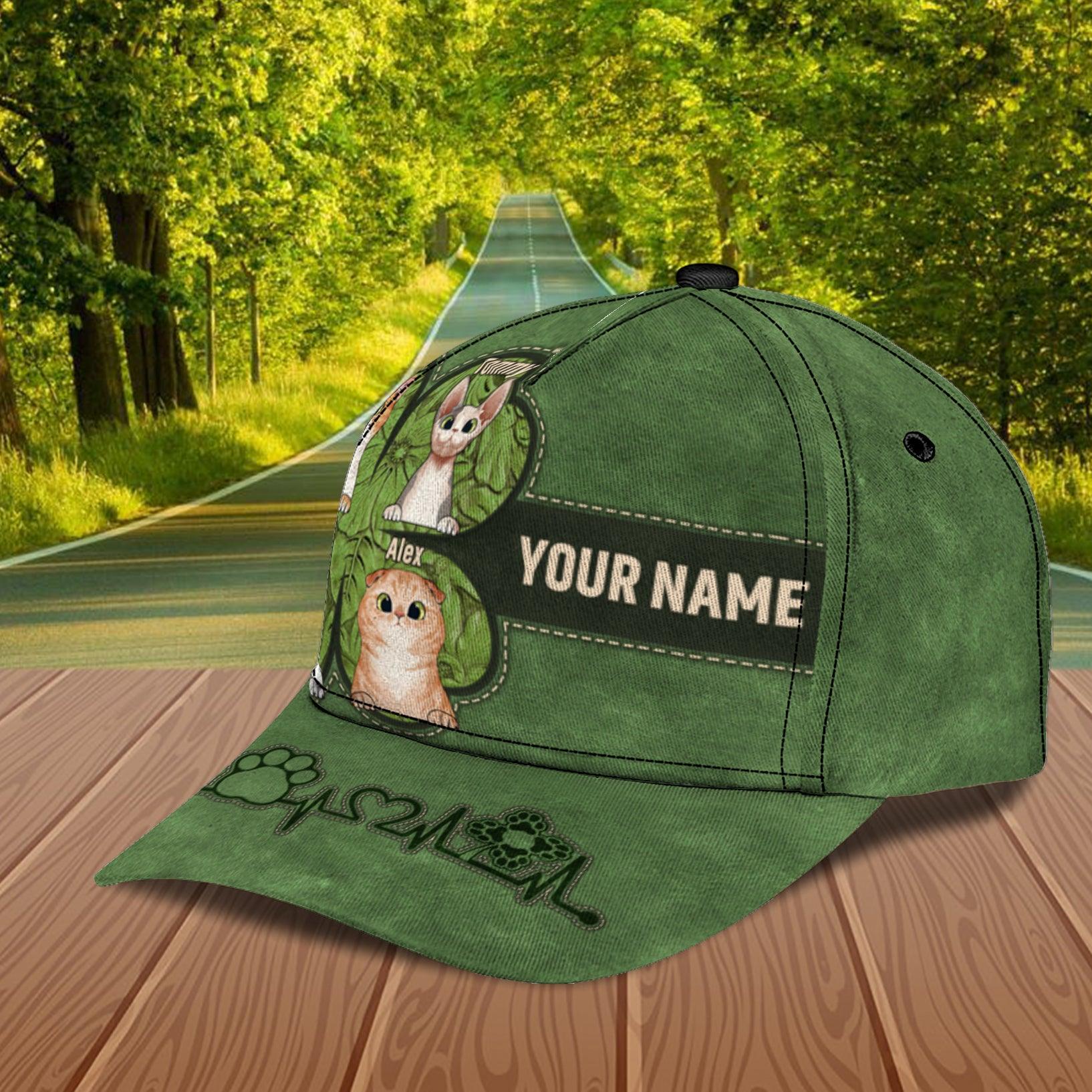 Saint Patrick's Day Cat Personalized Classic Cap, Personalized Gift for Cat Lovers, Cat Mom, Cat Dad Trucker Hats Custom Hats Gifts For Men & Women