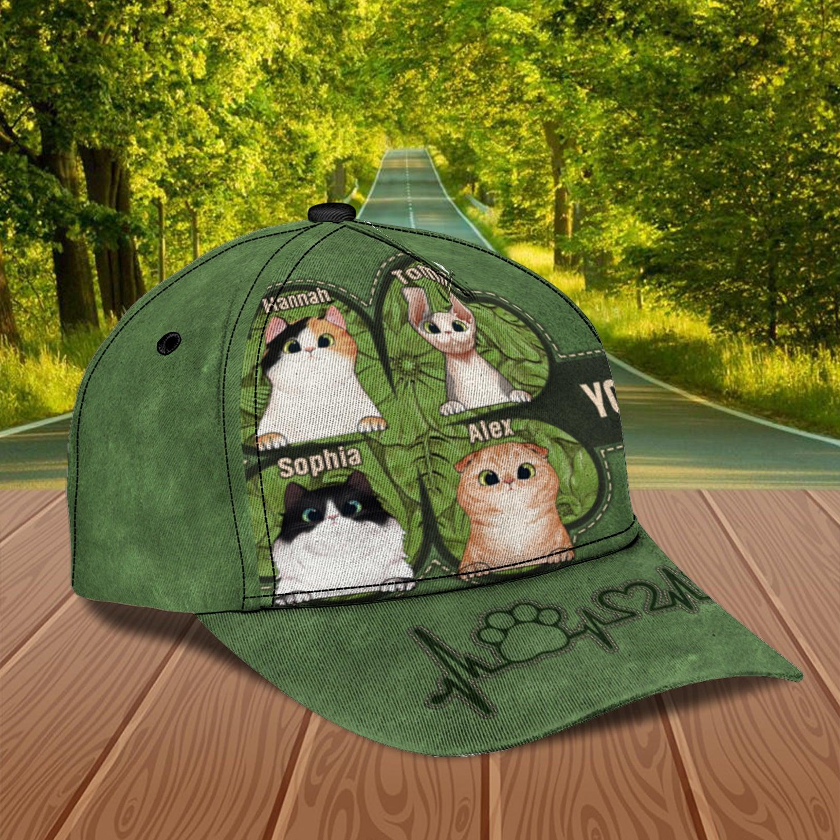 Saint Patrick's Day Cat Personalized Classic Cap, Personalized Gift for Cat Lovers, Cat Mom, Cat Dad Trucker Hats Custom Hats Gifts For Men & Women