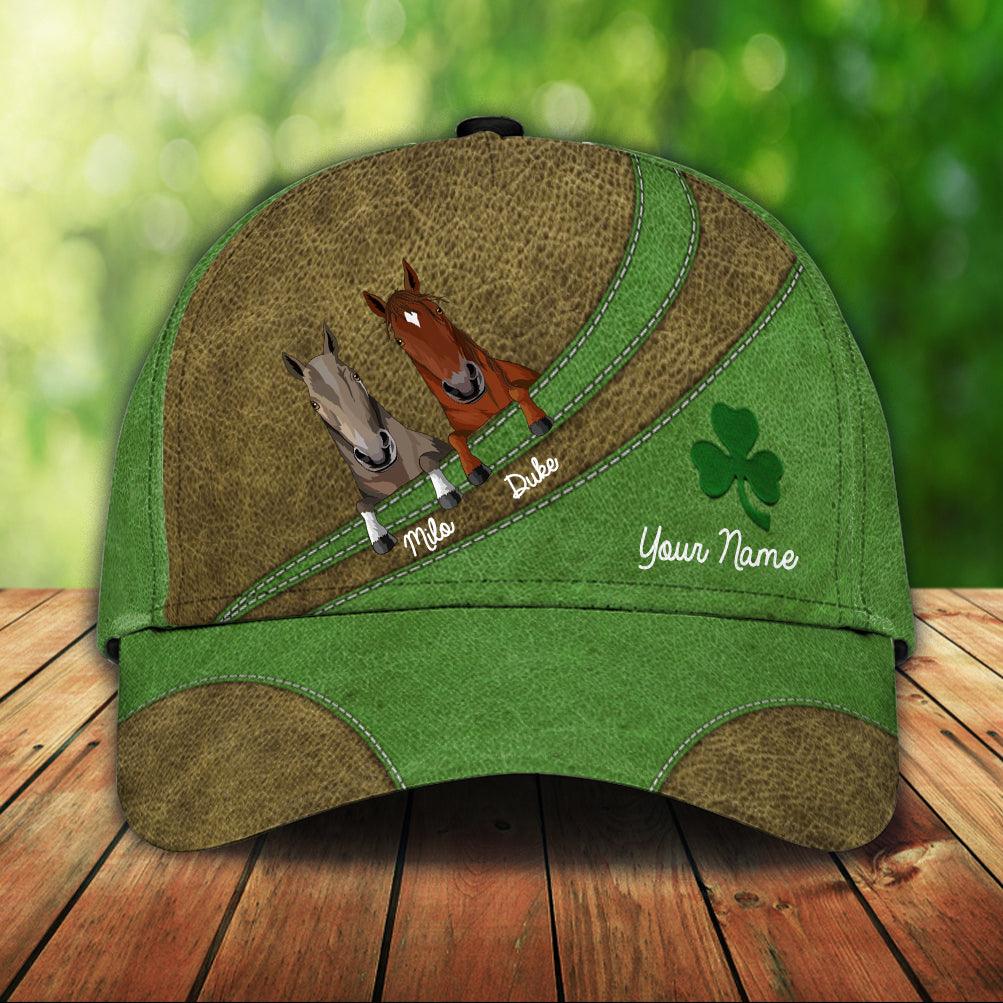 Saint Patrick's Day  Horse Lucky Green Personalized Cap, Personalized Gift for Horse Lovers Trucker Hats Custom Hats Gifts For Men & Women