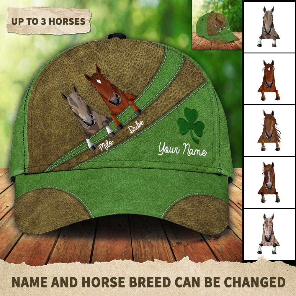 Saint Patrick's Day  Horse Lucky Green Personalized Cap, Personalized Gift for Horse Lovers Trucker Hats Custom Hats Gifts For Men & Women