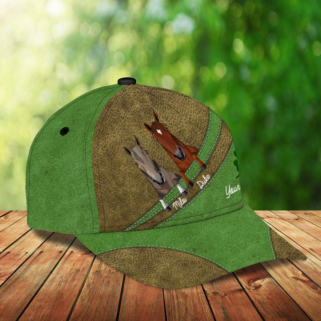 Saint Patrick's Day  Horse Lucky Green Personalized Cap, Personalized Gift for Horse Lovers Trucker Hats Custom Hats Gifts For Men & Women