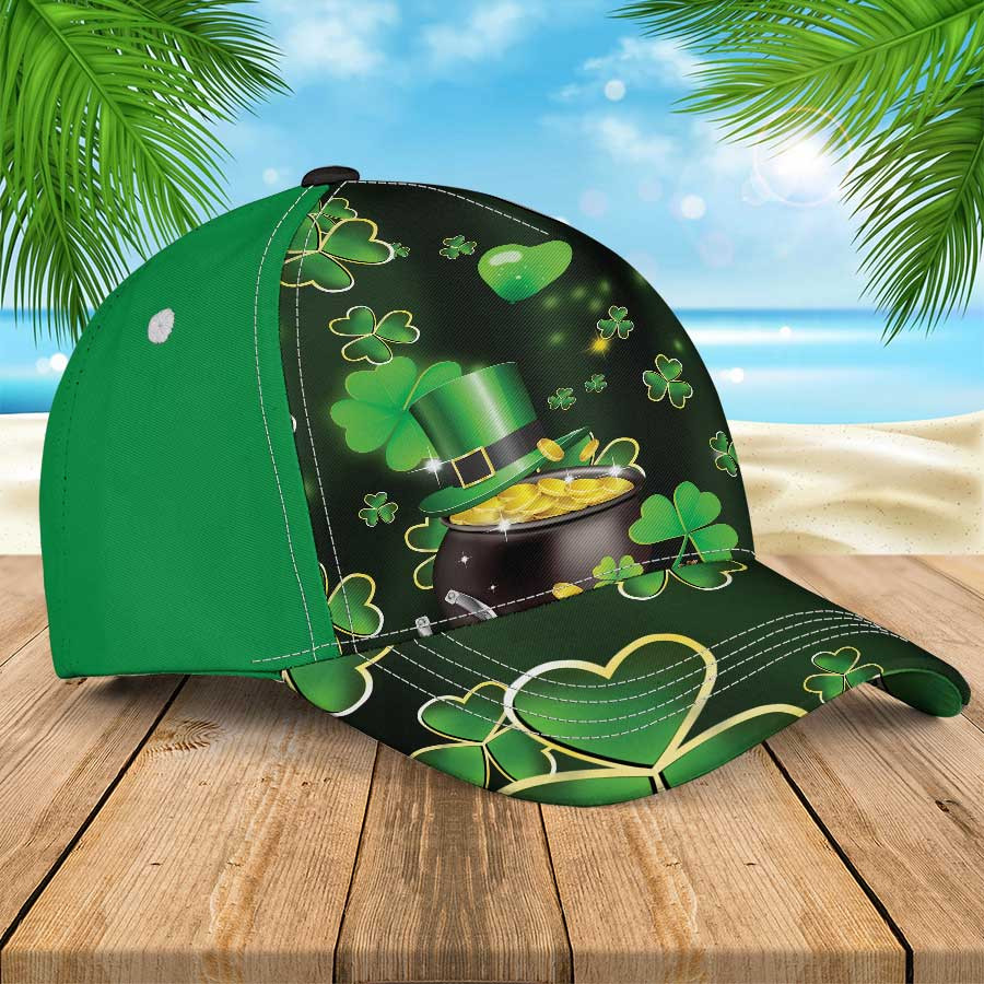 Saint Patrick's Day Of Gold Golden Hawaiian Patrick Hats, St. Patrick's Day Shamrock 3D Cap for Irish Men Trucker Hats Custom Hats Gifts For Men & Women