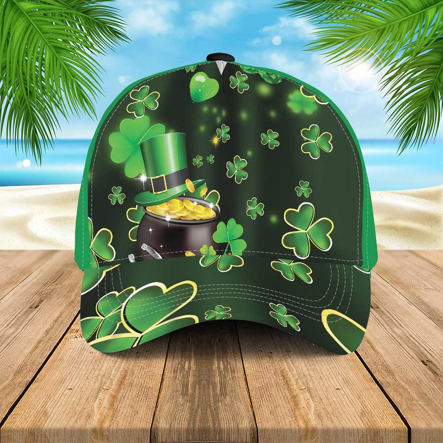 Saint Patrick's Day Of Gold Golden Hawaiian Patrick Hats, St. Patrick's Day Shamrock 3D Cap for Irish Men Trucker Hats Custom Hats Gifts For Men & Women