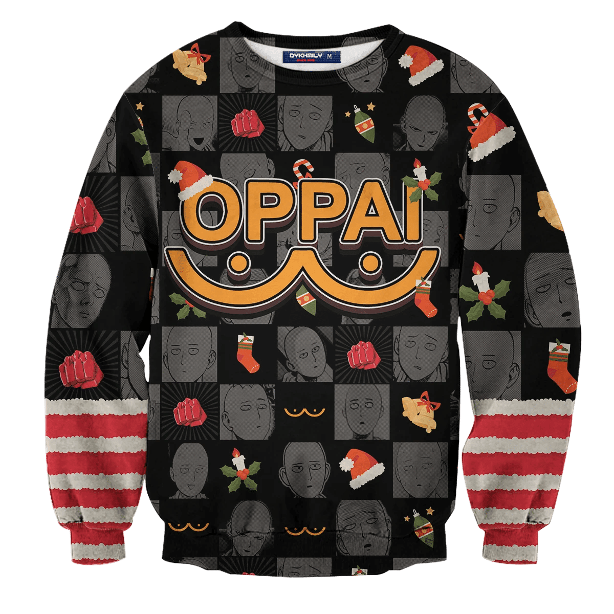 Saitamas Face Ugly Christmas Sweater Adult 3D Funny Matching for family - Image 2