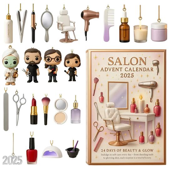 Salon Advent Calendar 2025, 24 Day Salon Figurines: Vintage Christmas Ornament Countdown - Image 10