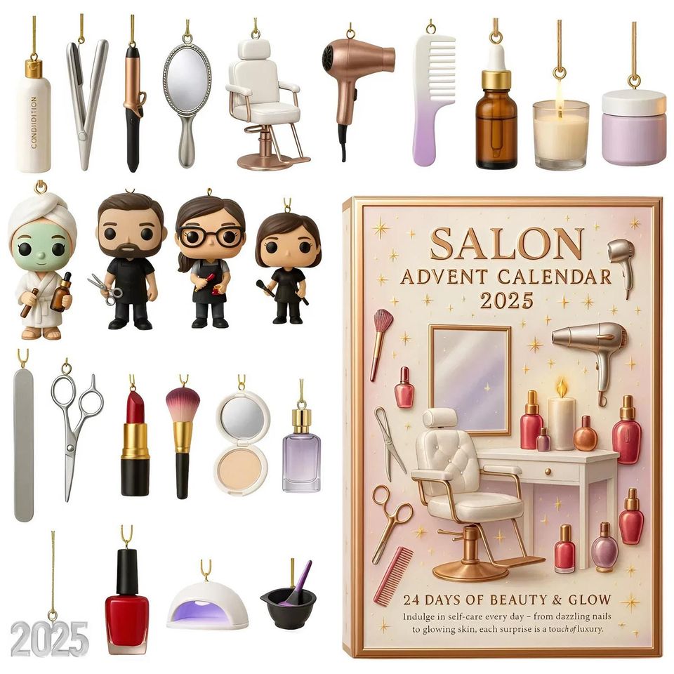 Salon Advent Calendar 2025, 24 Day Salon Figurines: Vintage Christmas Ornament Countdown - Image 2