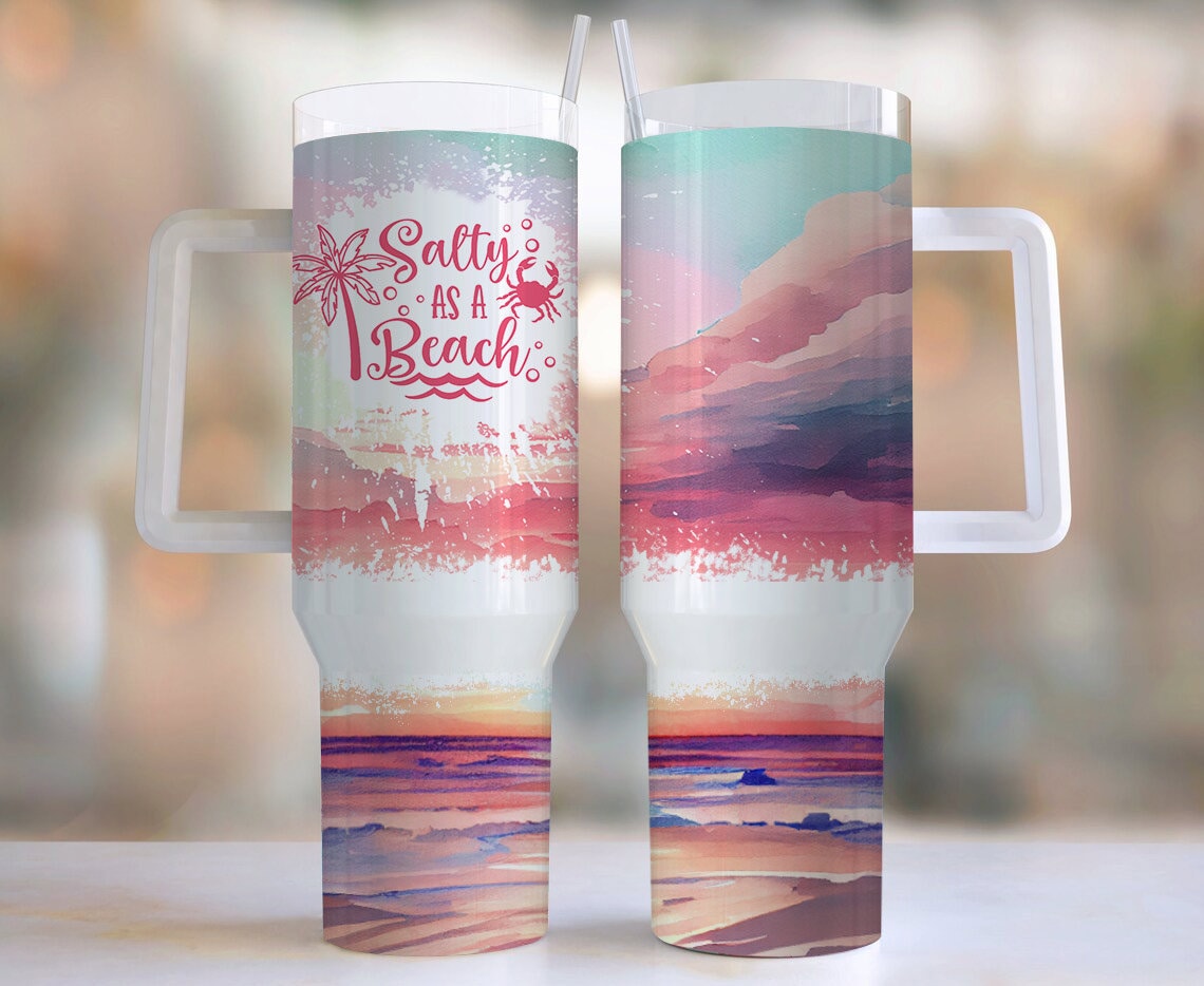 Salty Beach Summer Vibes Custom Stanley Cup 40 oz 30 oz Tumbler With HandleTVC2301958 - Image 2