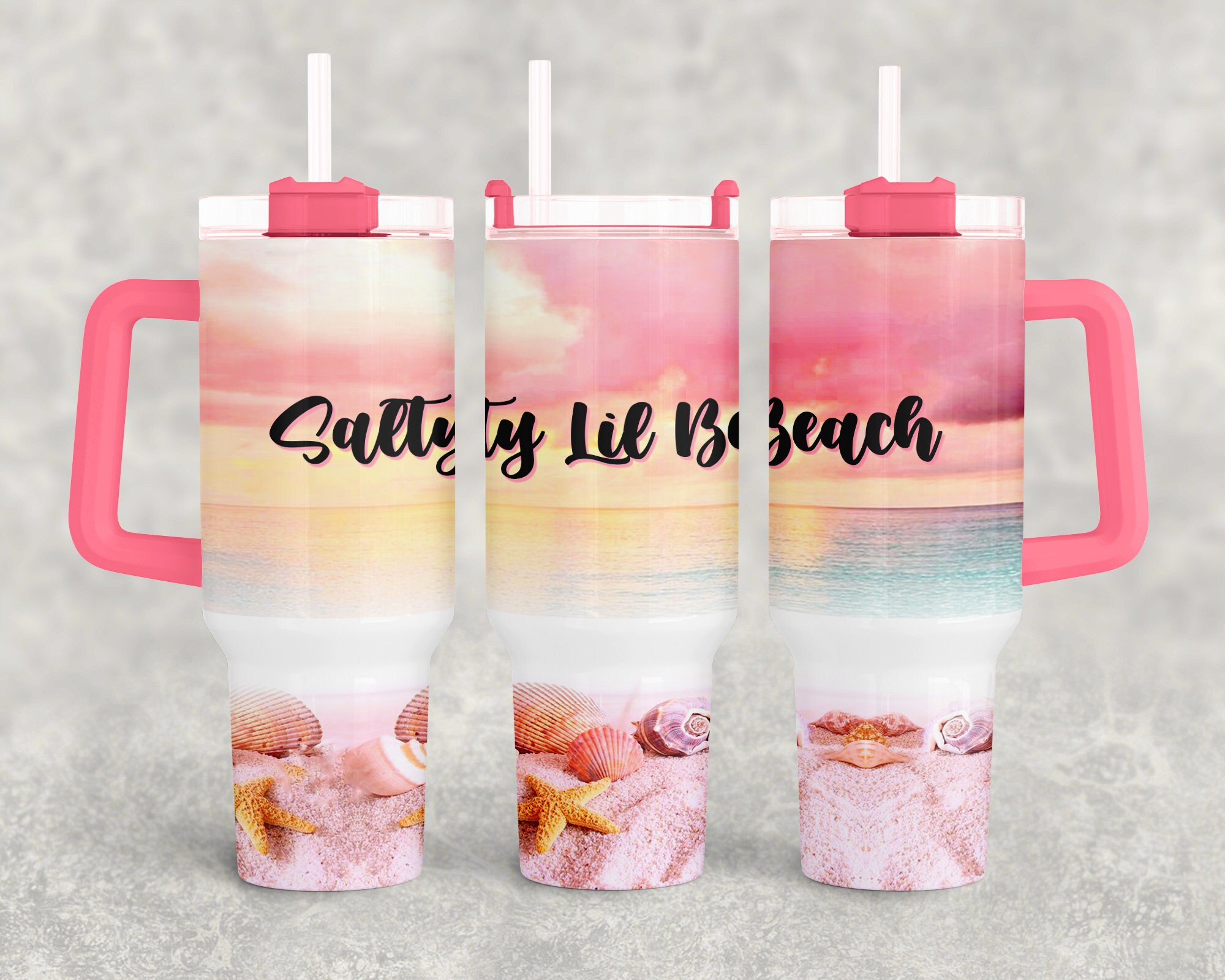 Salty Lil Beach Summer Vibes Custom Stanley Cup 40 oz 30 oz Tumbler With HandleTVC2301960 - Image 2