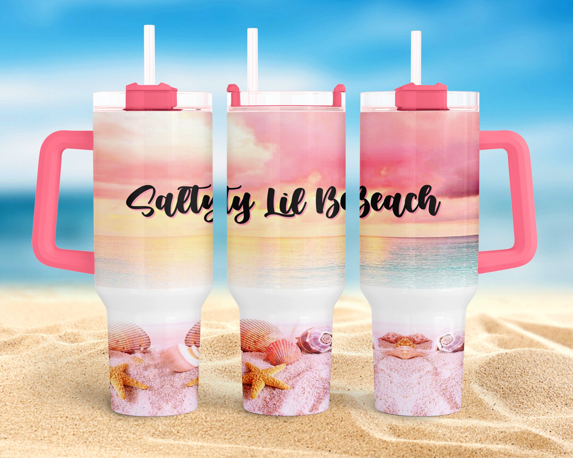 Salty Lil Beach Summer Vibes Custom Stanley Cup 40 oz 30 oz Tumbler With HandleTVC2301960