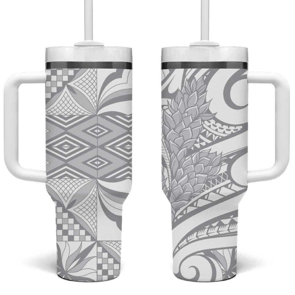 Samoa Lotu Tamaiti White Sunday Siapo With Teuila Torch Ginger Custom Stanley Cup 40 oz 30 oz Tumbler With HandleTVC2301363