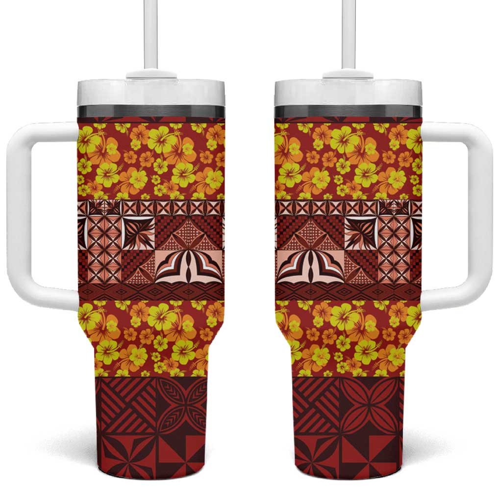Samoa Siapo and Tapa Pacific Tribal with Hibiscus Striped Custom Stanley Cup 40 oz 30 oz Tumbler With HandleTVC2301358