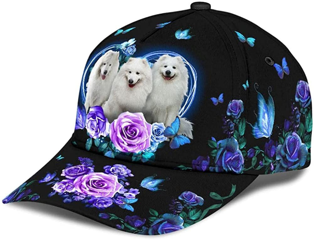 Samoyed Lovely Cute Flower Butterfly Heart Wonderful 3D Printed Unisex Hat Classic Cap Trucker Hats Custom Hats Gifts For Men & Women