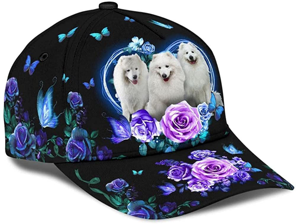 Samoyed Lovely Cute Flower Butterfly Heart Wonderful 3D Printed Unisex Hat Classic Cap Trucker Hats Custom Hats Gifts For Men & Women