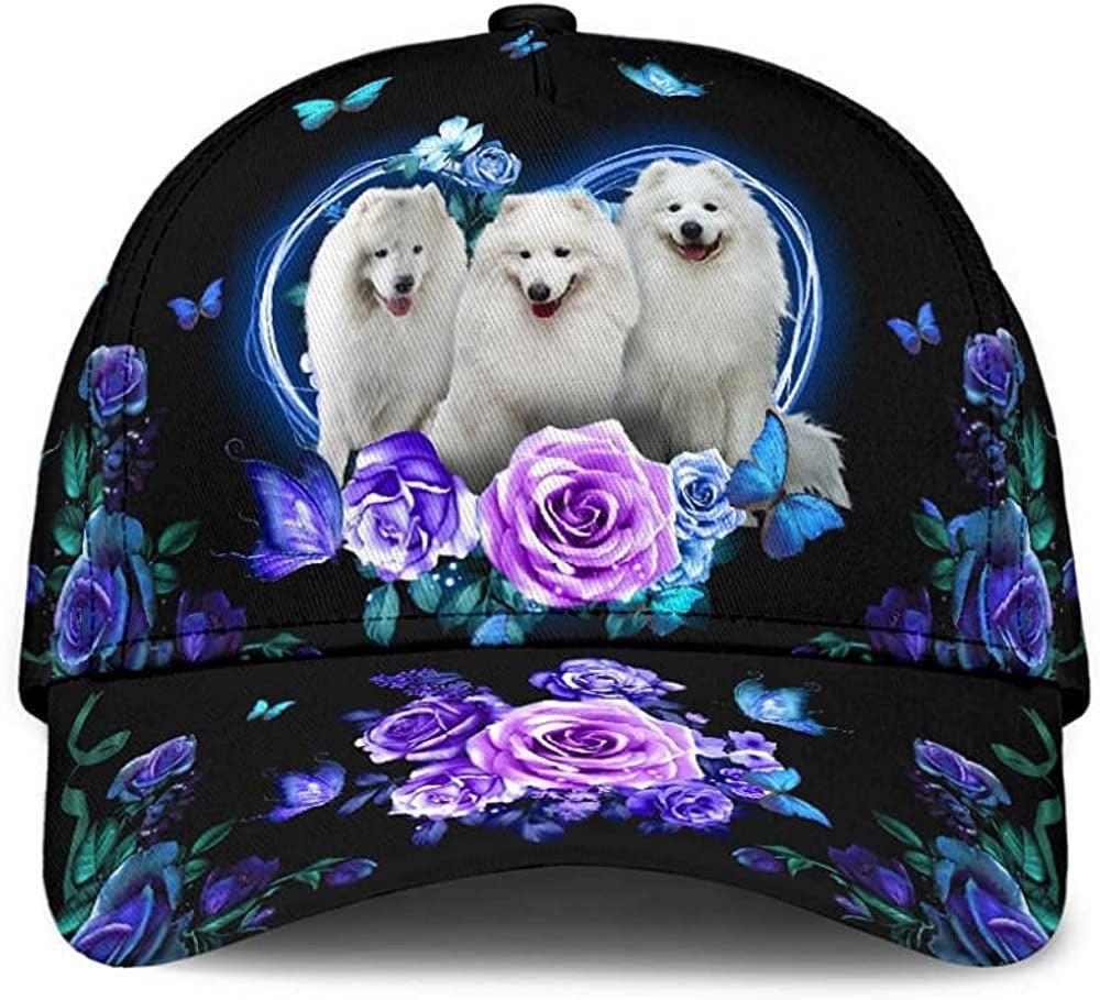 Samoyed Lovely Cute Flower Butterfly Heart Wonderful 3D Printed Unisex Hat Classic Cap Trucker Hats Custom Hats Gifts For Men & Women