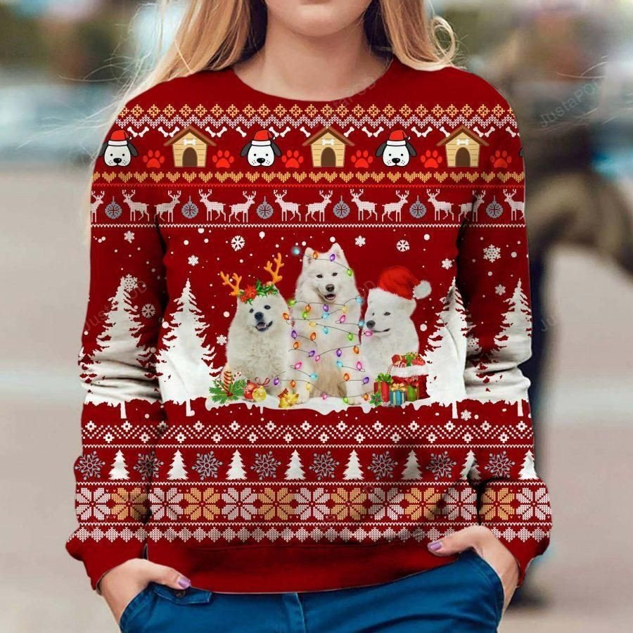 Samoyed Ugly Christmas Sweater Adult 3D Funny Matching for family