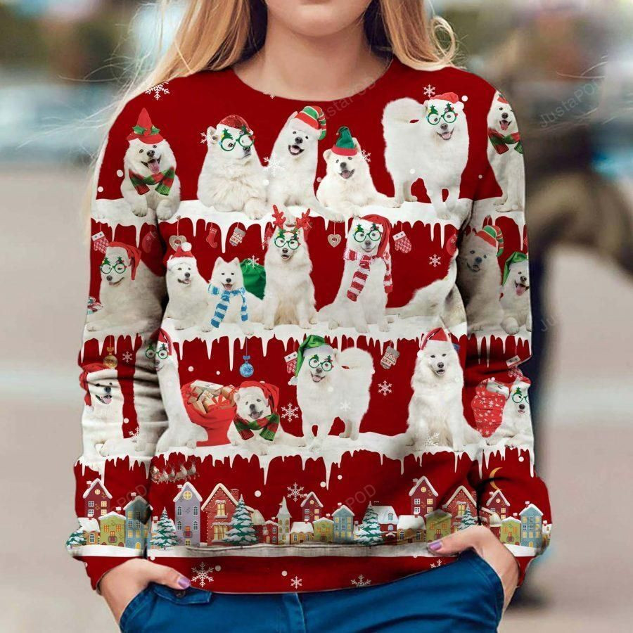 Samoyed Ugly Christmas Sweater Adult 3D Funny Matching for family