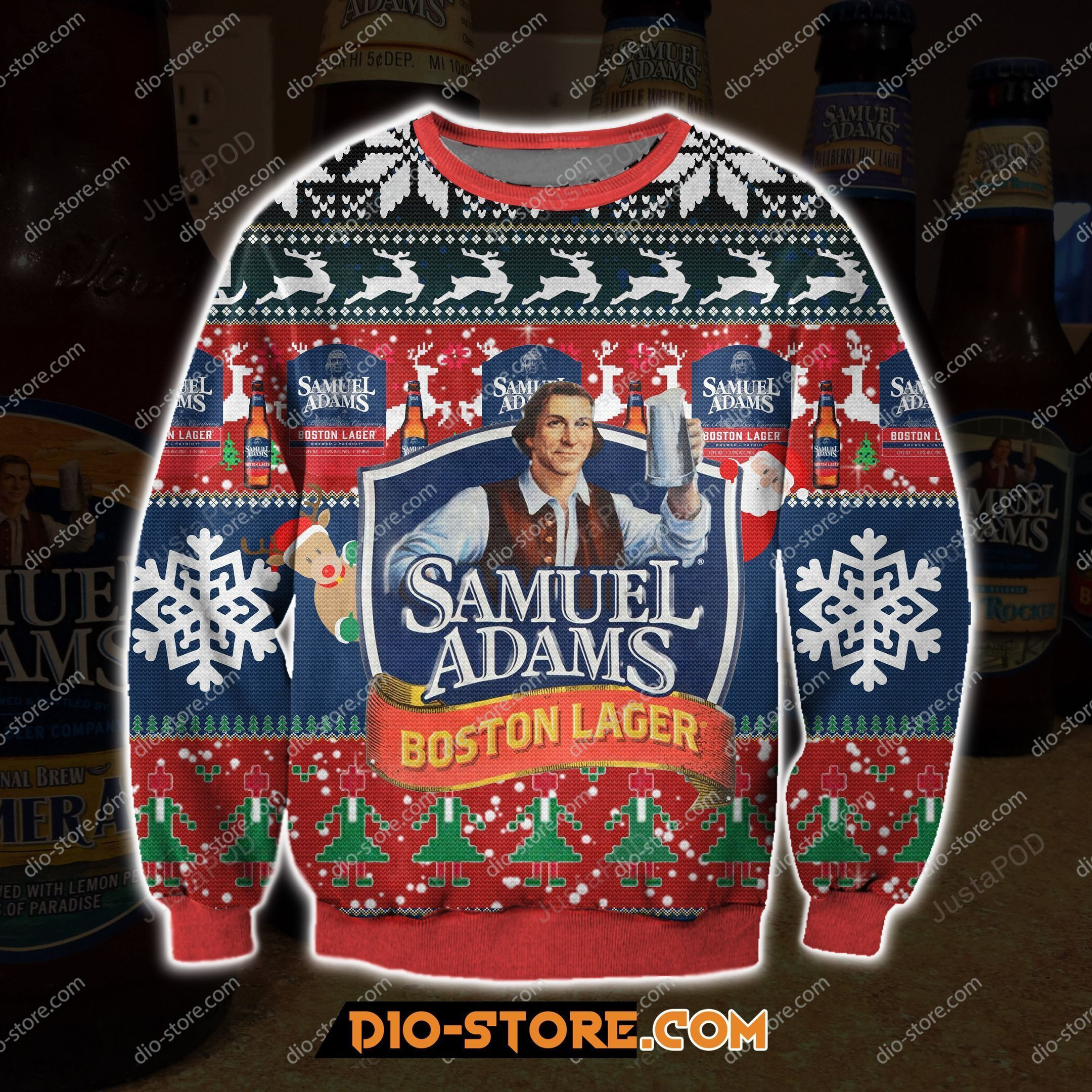Samuel Adams Knitting Pattern Ugly Christmas Sweater Adult 3D Funny Matching for family