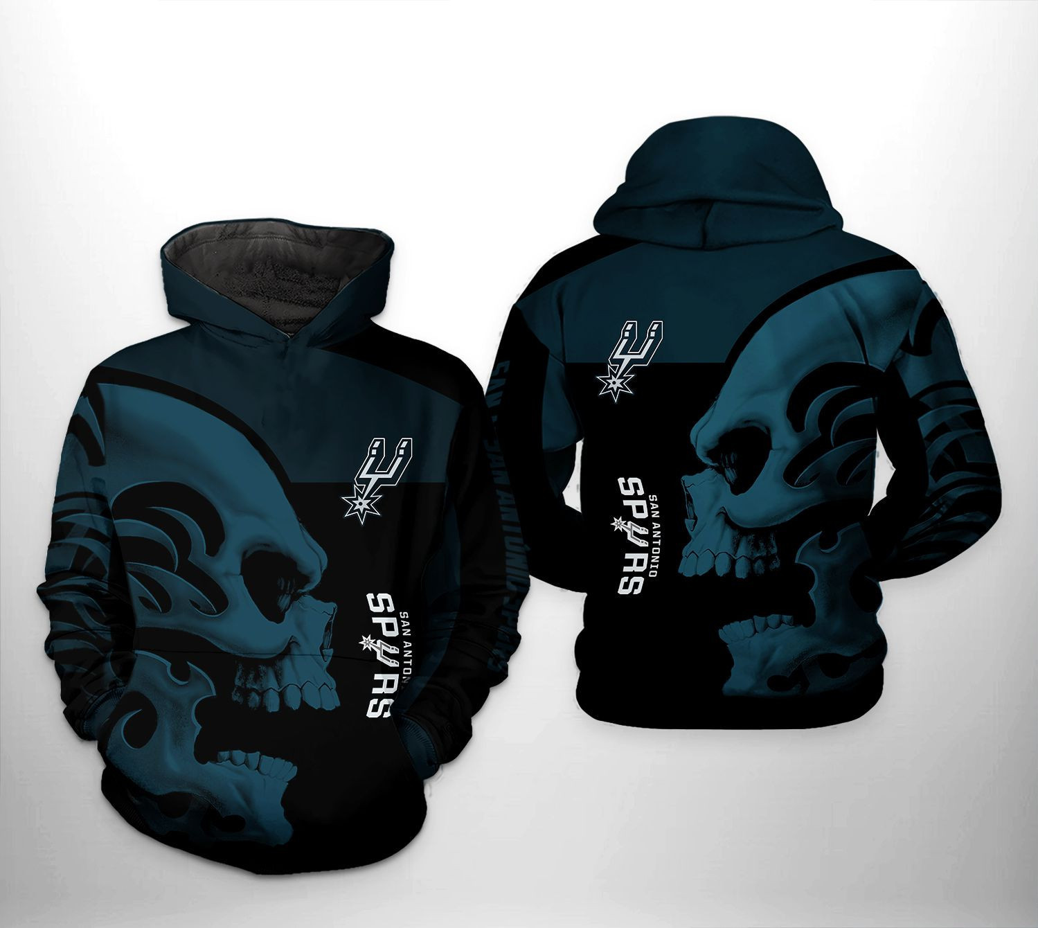 San Antonio Spurs NBA Skull Team 3D All Over Print Hoodie, Zip Hoodie