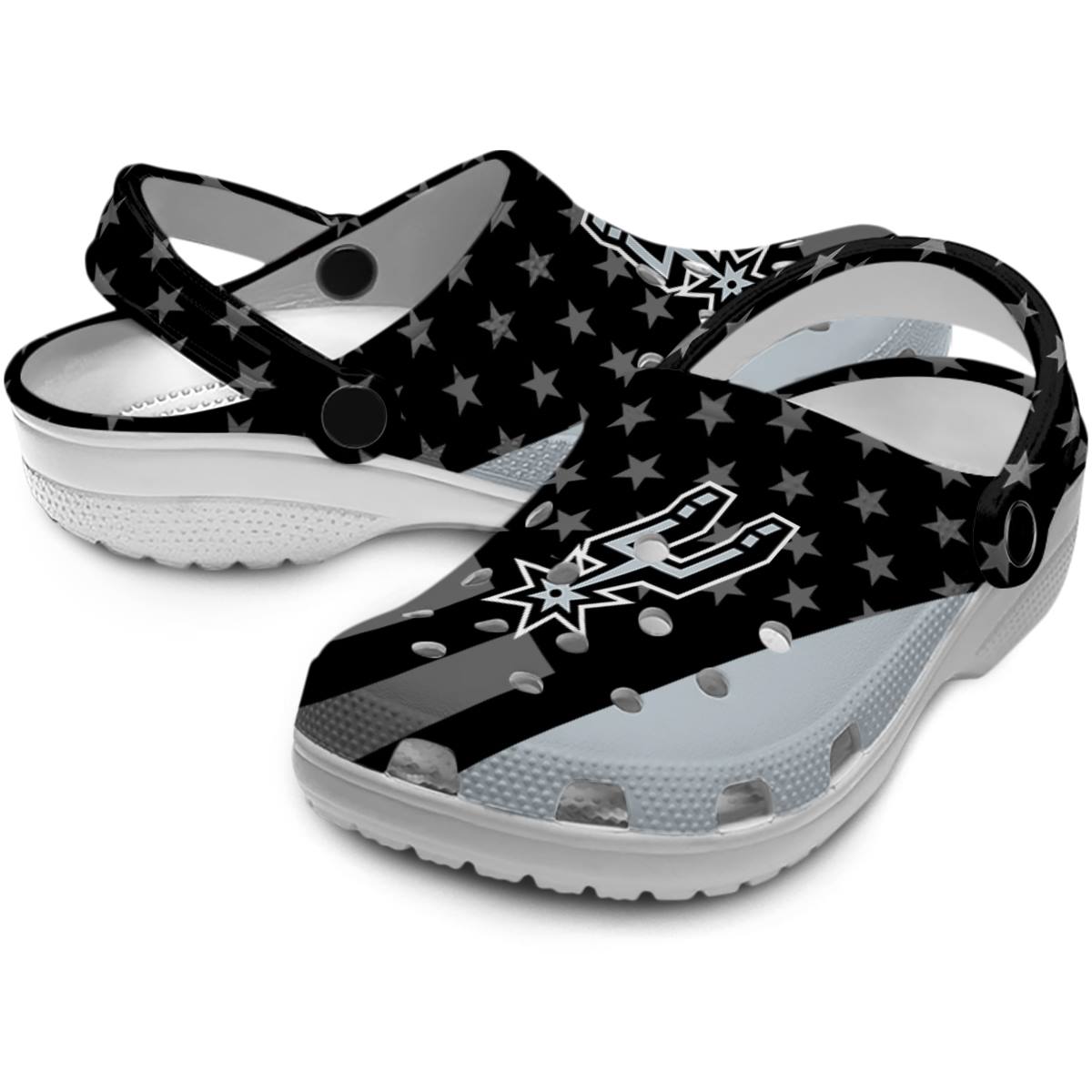 San Antonio Spurs NBA Sport Crocs Crocband Clogs Shoes Comfortable For Men Women and Kids