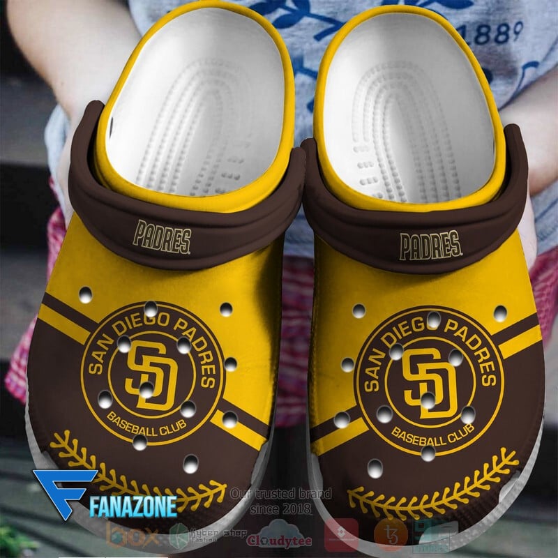 San Diego Padres Brown-Yellow MLB Sport Crocs Clogs Crocband Shoes Comfortable For Men Women and Kids