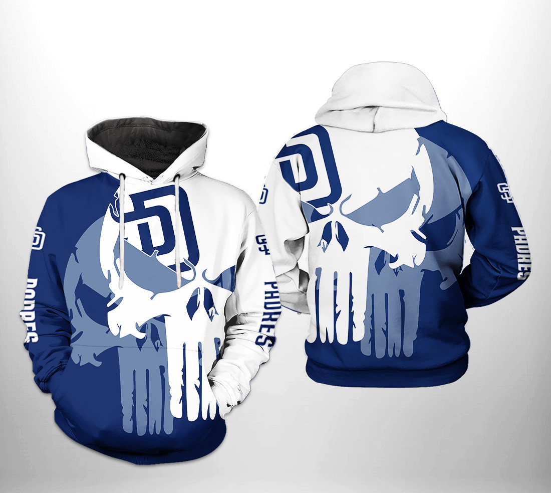 San Diego Padres MLB Team Skull 3D All Over Print Hoodie, Zip Hoodie