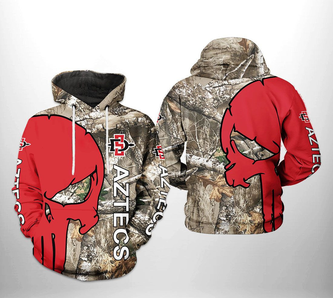 San Diego State Aztecs NCAA Camo Veteran Hunting 3D All Over Print Hoodie, Zip Hoodie
