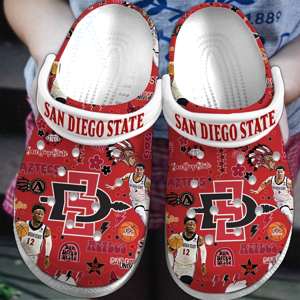 San Diego State Aztecs NCAA Sport Crocs Crocband Clogs Shoes Comfortable For Men Women and Kids