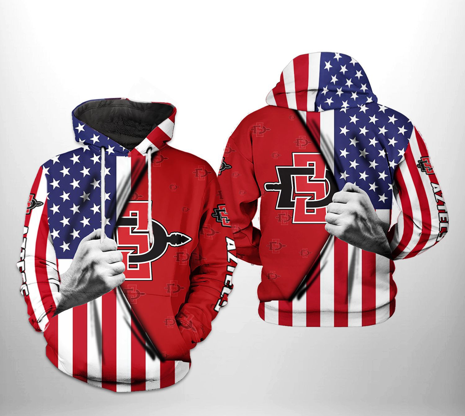 San Diego State Aztecs NCAA US Flag 3D All Over Print Hoodie, Zip Hoodie