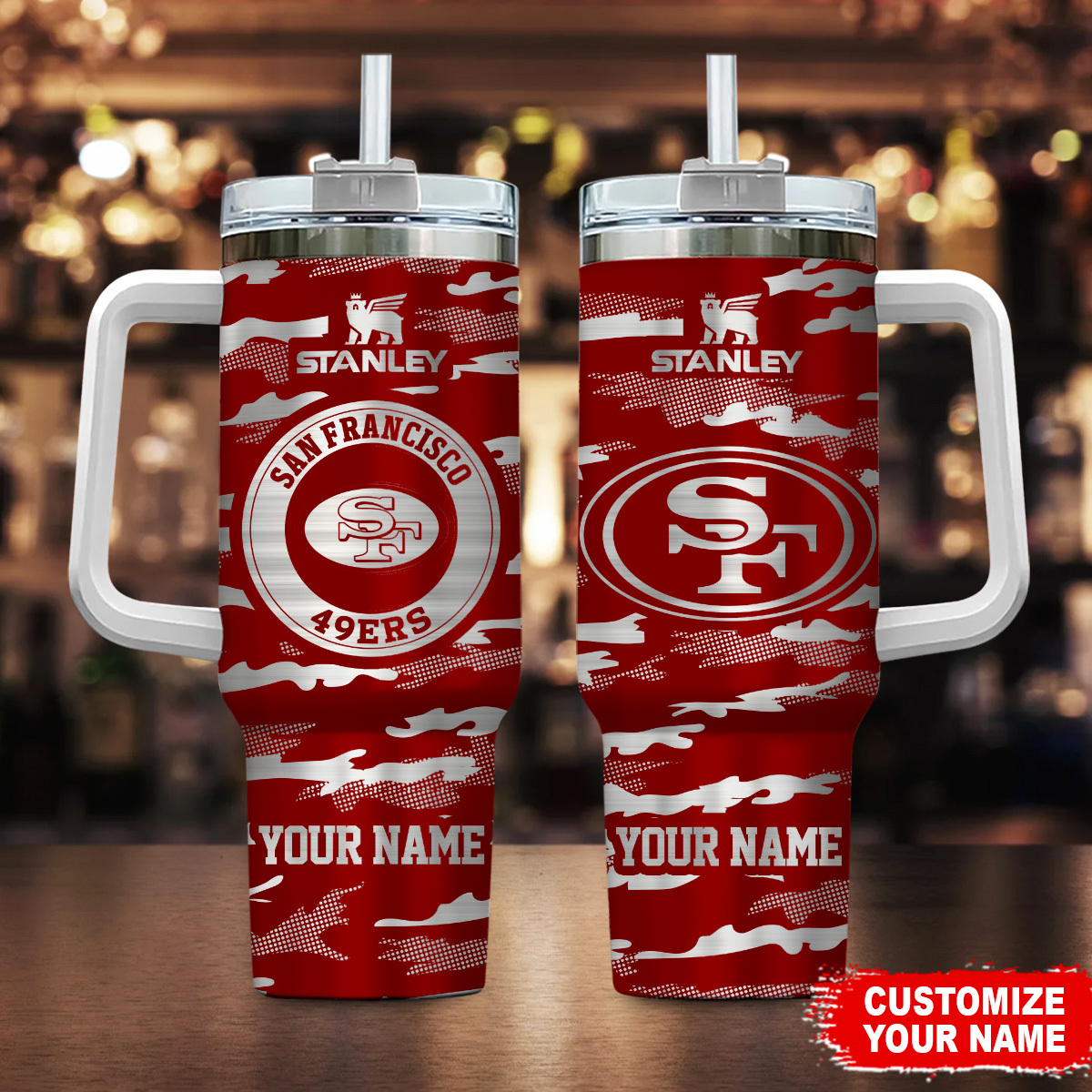 San Francisco 49ers NFL Camo Pattern Custom Stanley Cup 40 oz 30 oz Tumbler With HandleTVC230199