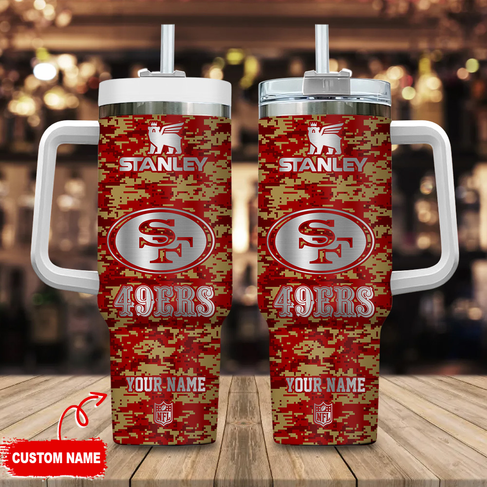 San Francisco 49ers NFL Camouflage Silver Logo Custom Stanley Cup 40 oz 30 oz Tumbler With HandleTVC2301111