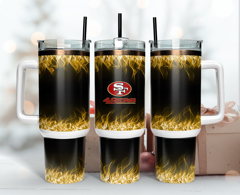 San Francisco 49ers NFL Fire Effect Custom Stanley Cup 40 oz 30 oz Tumbler With HandleTVC2301140