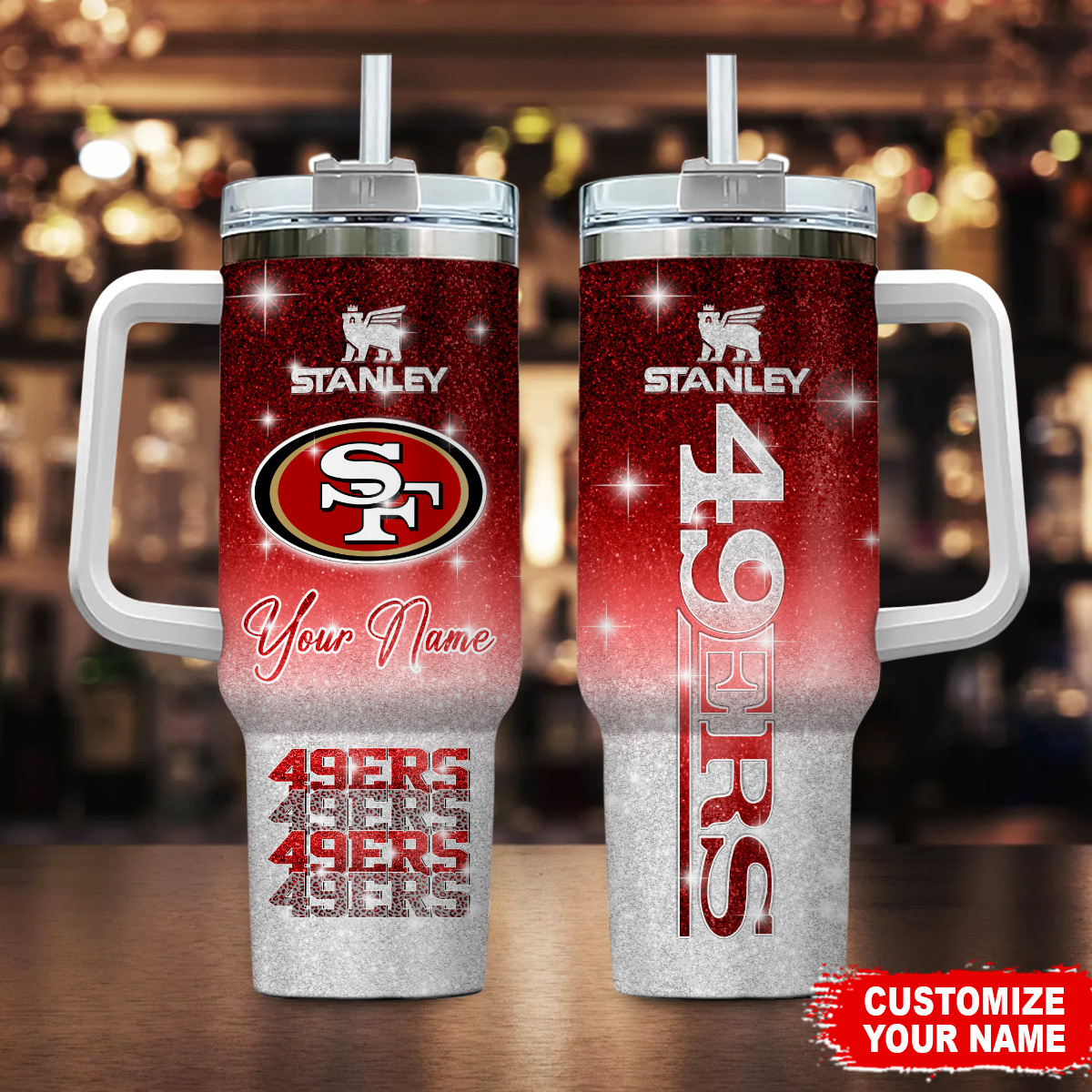 San Francisco 49ers NFL Glitter Custom Stanley Cup 40 oz 30 oz Tumbler With HandleTVC230198