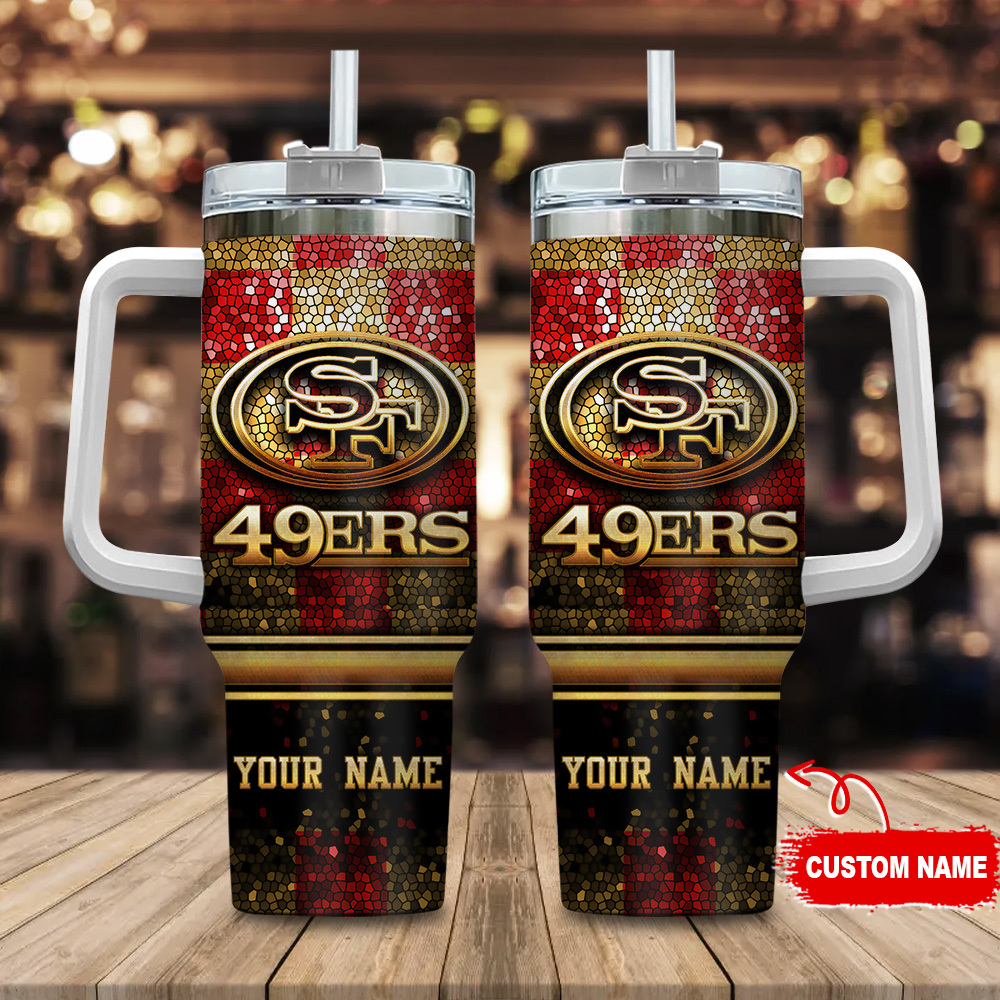 San Francisco 49ers NFL Glitter Golden Logo Custom Stanley Cup 40 oz 30 oz Tumbler With HandleTVC2301113
