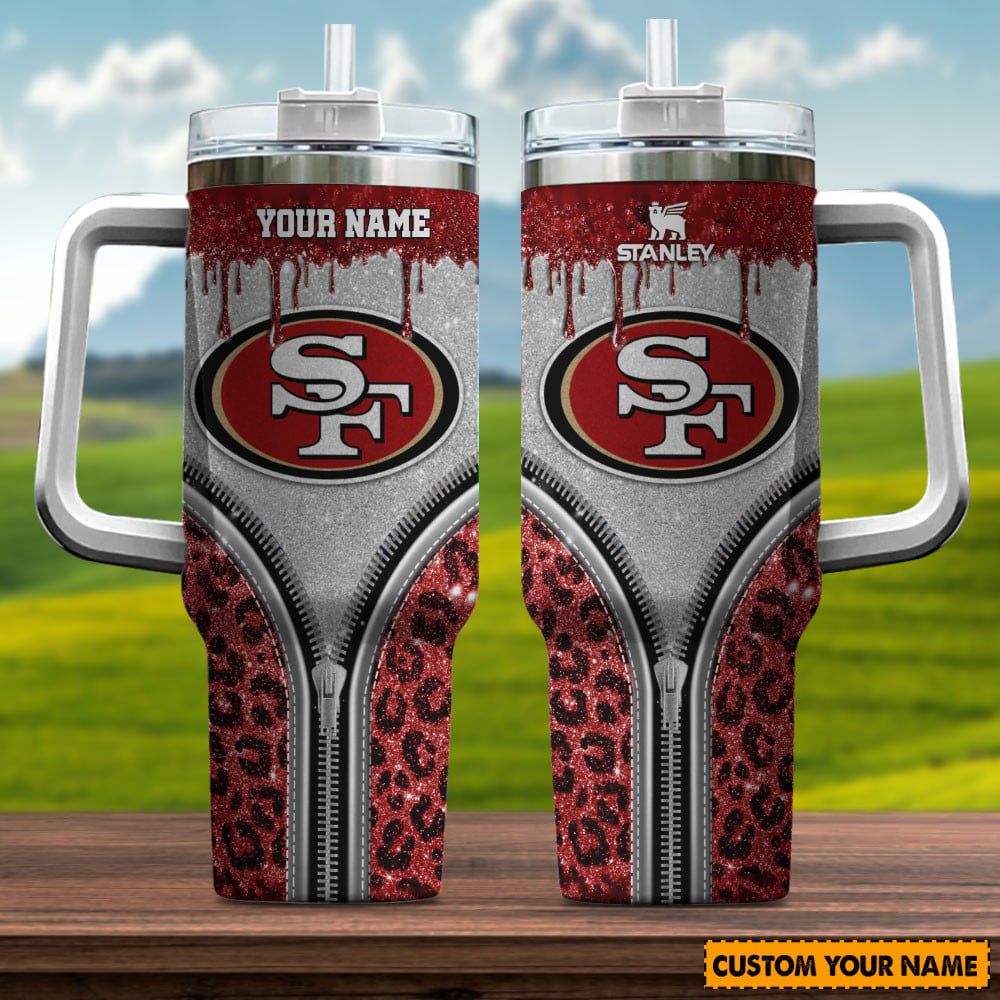 San Francisco 49ers NFL Glitter Leopard Print Custom Stanley Cup 40 oz 30 oz Tumbler With HandleTVC230144