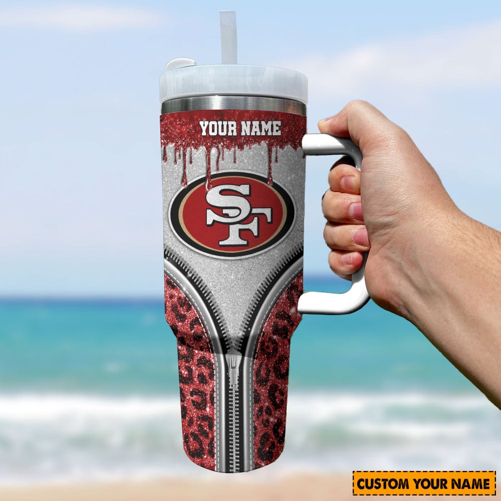 San Francisco 49ers NFL Glitter Leopard Print Custom Stanley Cup 40 oz 30 oz Tumbler With HandleTVC230144 - Image 3