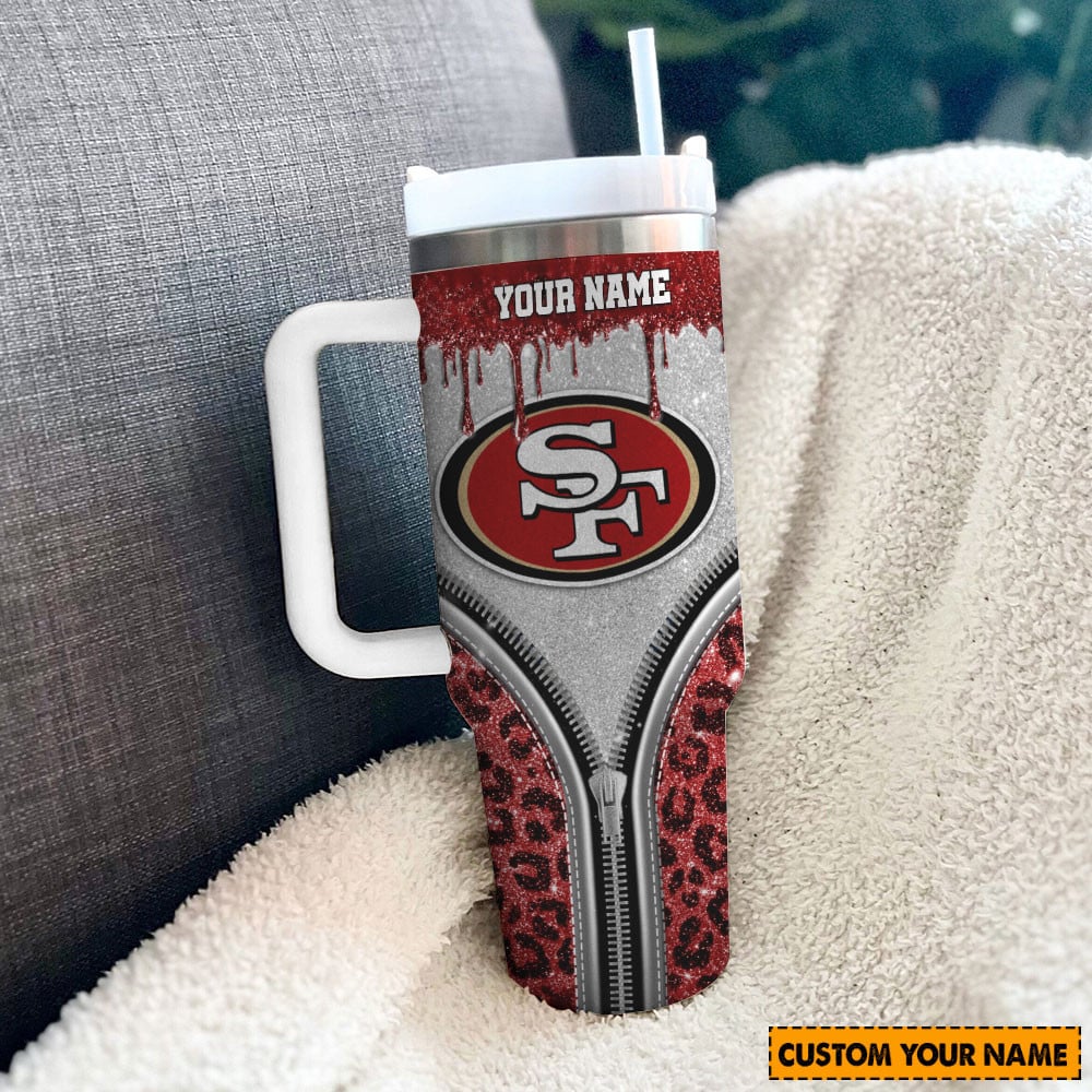 San Francisco 49ers NFL Glitter Leopard Print Custom Stanley Cup 40 oz 30 oz Tumbler With HandleTVC230144 - Image 2