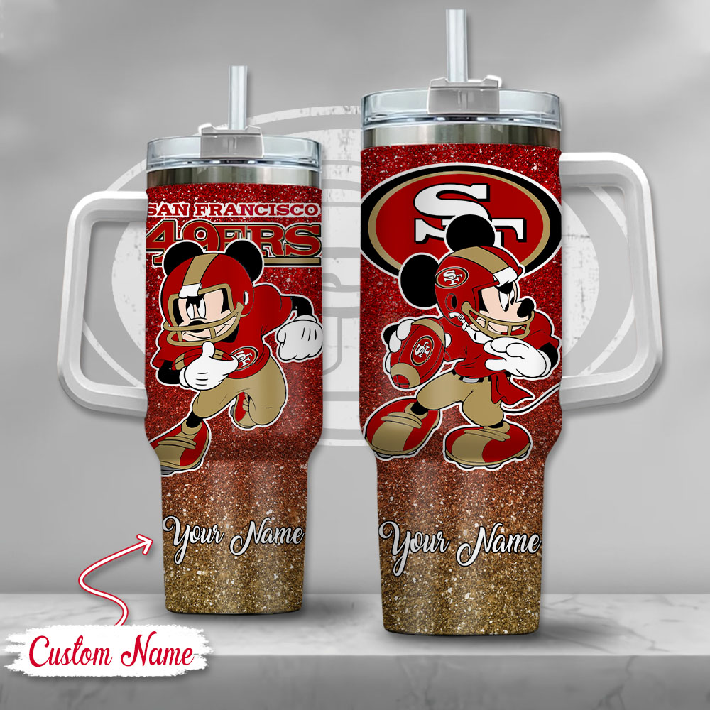 San Francisco 49ers NFL Mickey Mouse Glitter Custom Stanley Cup 40 oz 30 oz Tumbler With HandleTVC230192