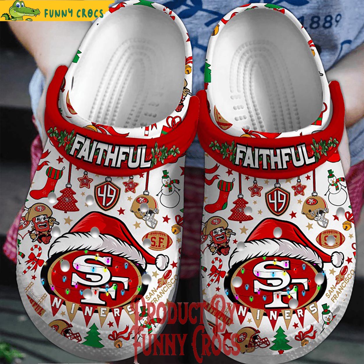 San Francisco 49ers NFL Sport Christmas Crocs Crocband Clogs Shoes Comfortable For Men Women and Kids