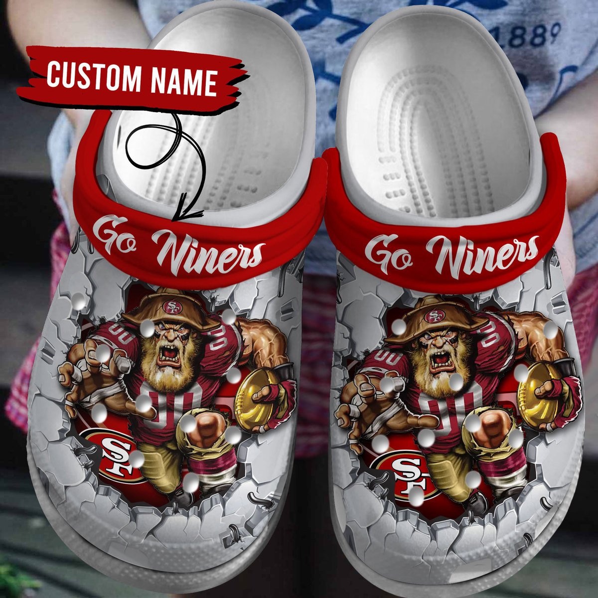 San Francisco 49ers NFL Sport Crocs Crocband Clogs Shoes Comfortable For Men Women and Kids