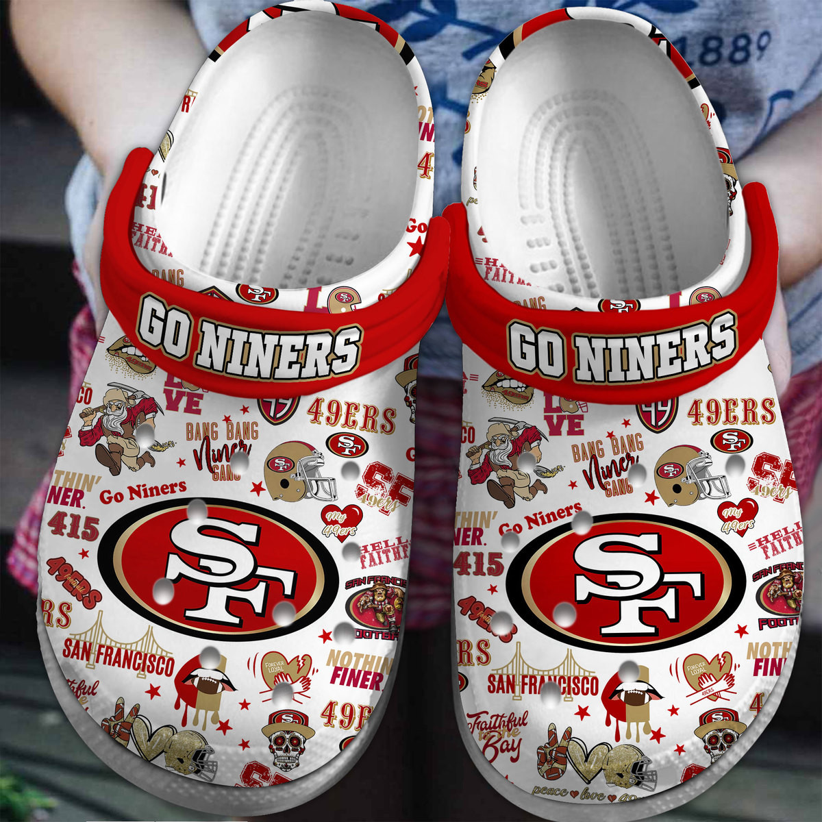 San Francisco 49ers NFL Sport Crocs Crocband Clogs Shoes Comfortable For Men Women and Kids