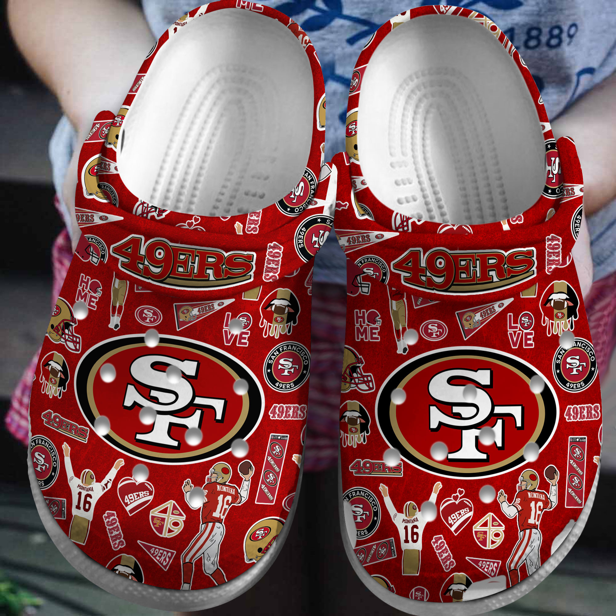 San Francisco 49ers NFL Sport Crocs Crocband Clogs Shoes Comfortable For Men Women and Kids