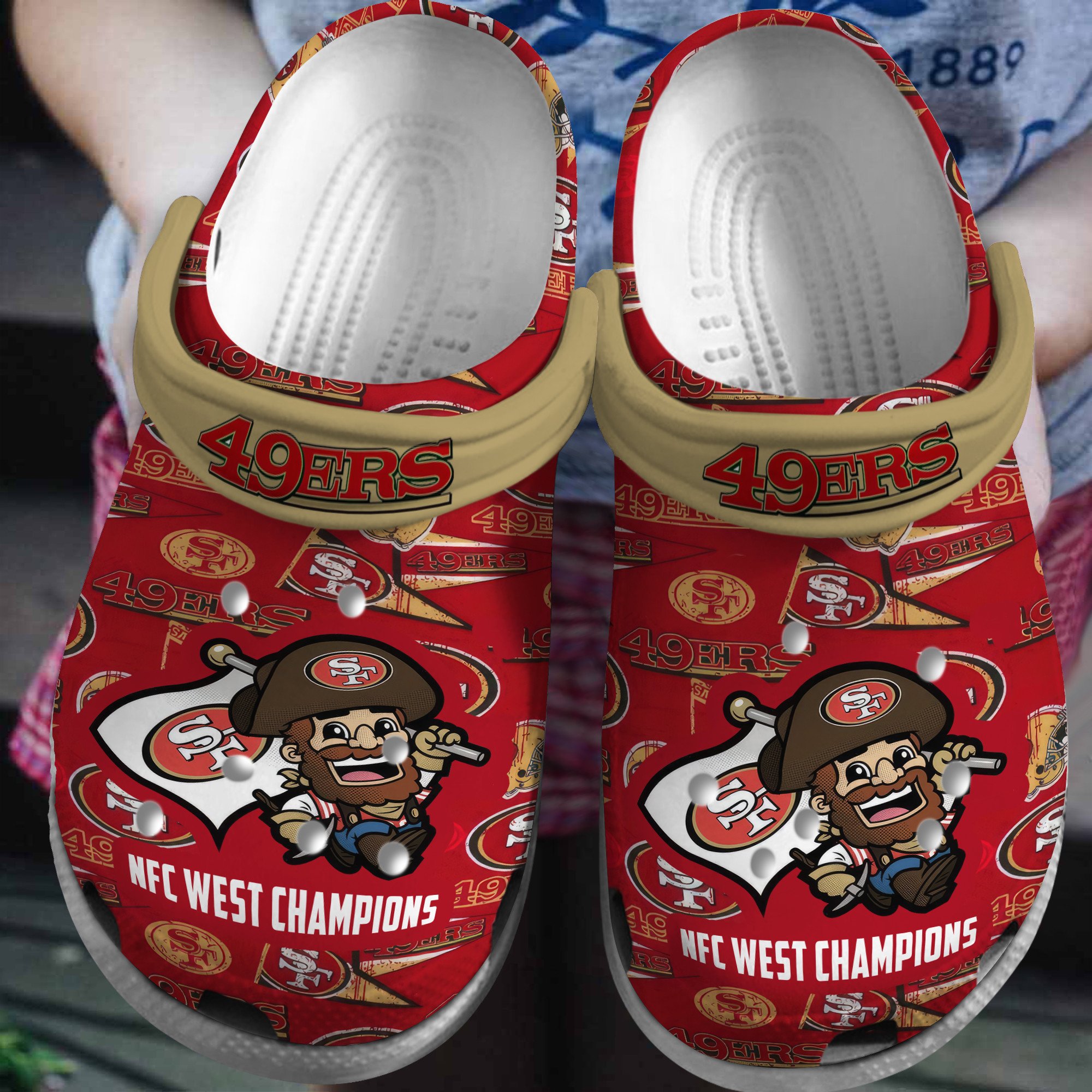 San Francisco 49ers NFL Sport Crocs Crocband Clogs Shoes Comfortable For Men Women and Kids
