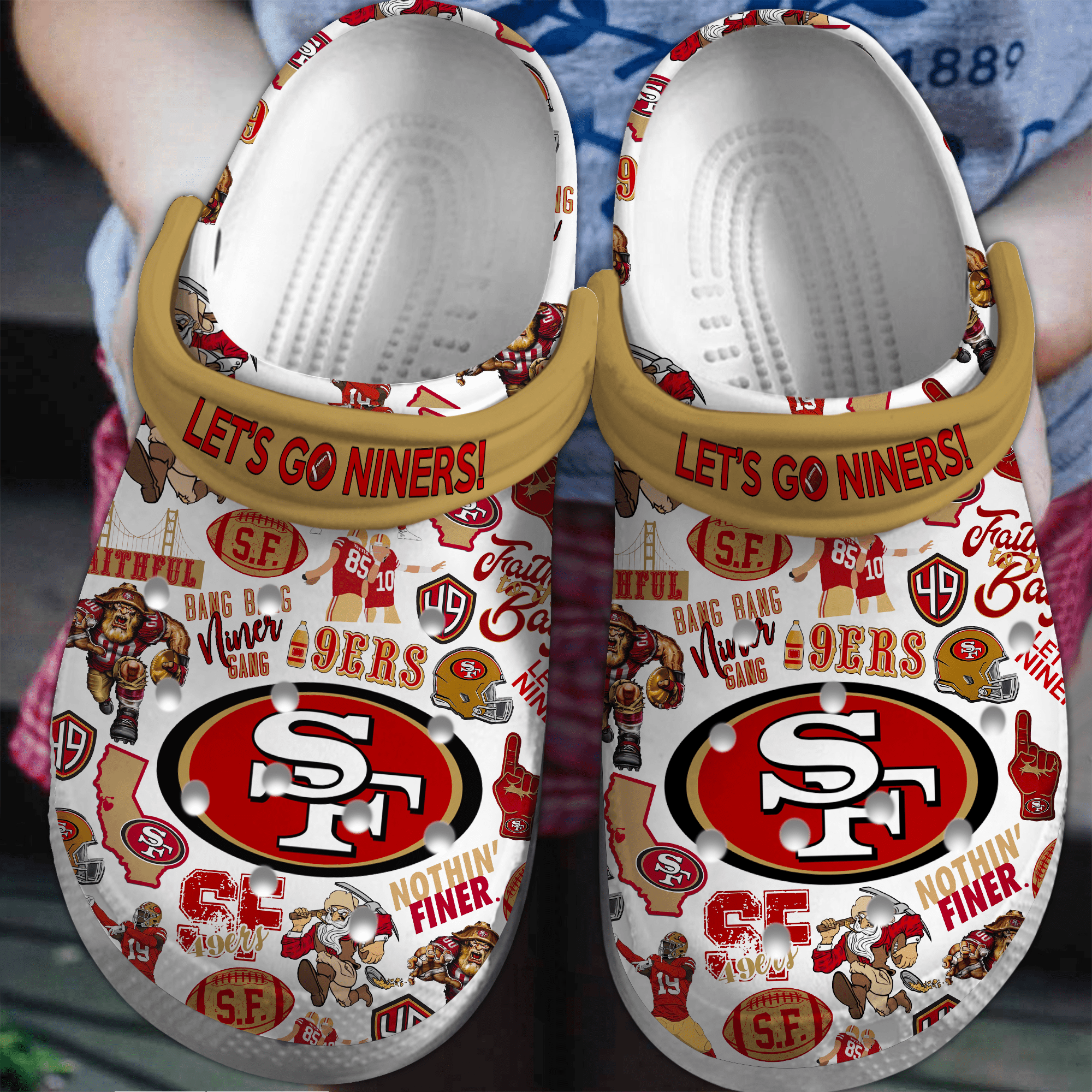 San Francisco 49ers NFL Sport Crocs Crocband Clogs Shoes Comfortable For Men Women and Kids