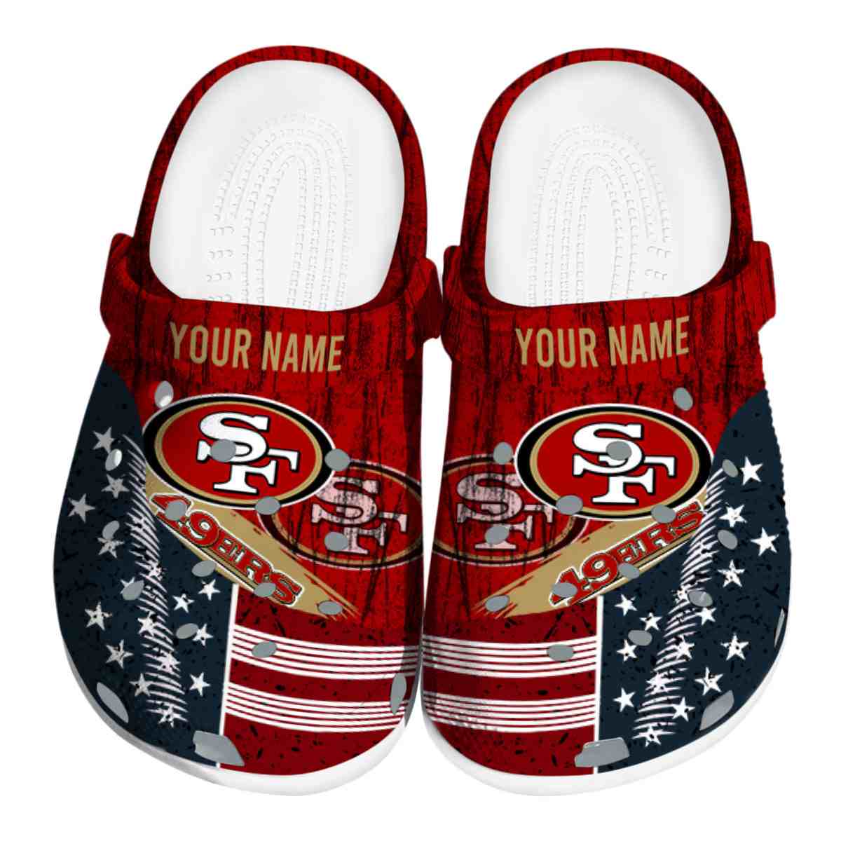 San Francisco 49ers NFL Sport Crocs Crocband Clogs Shoes Comfortable For Men Women and Kids