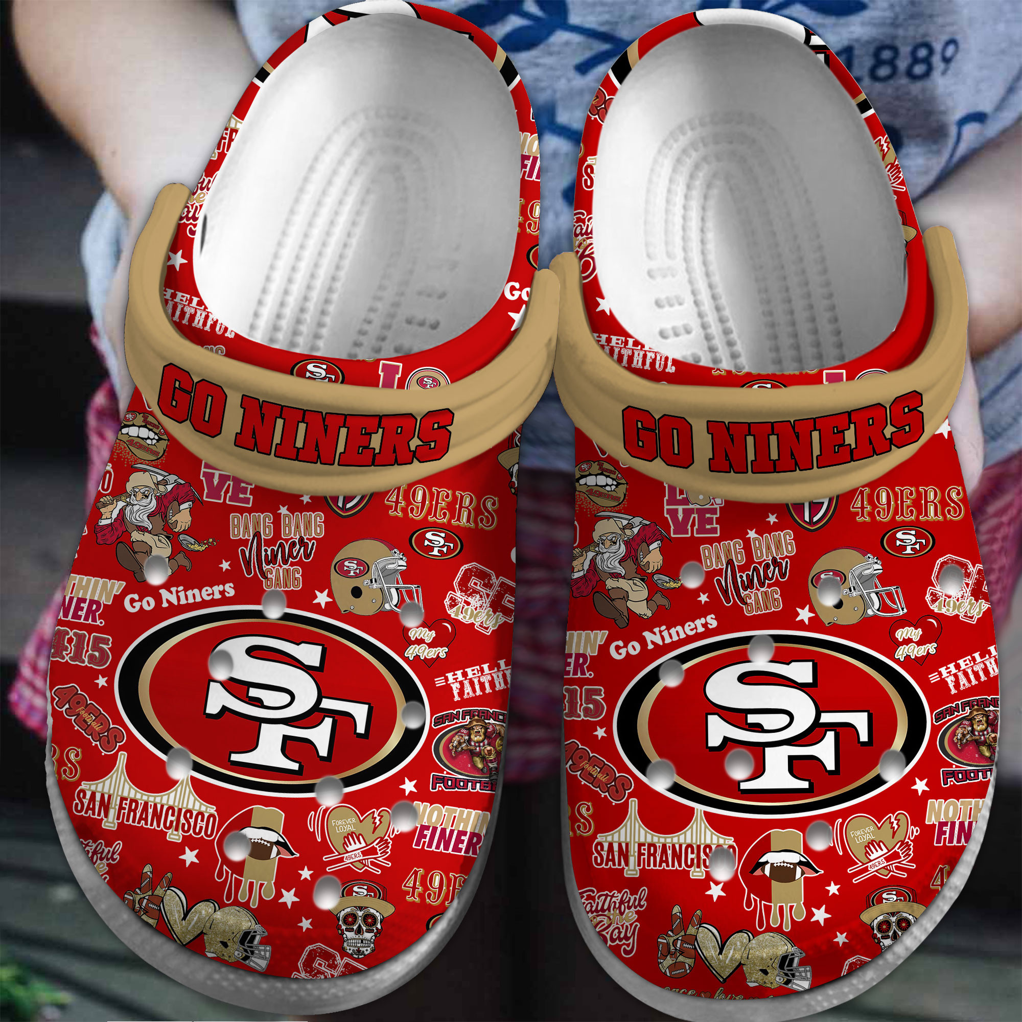 San Francisco 49ers NFL Sport Crocs Crocband Clogs Shoes Comfortable For Men Women and Kids