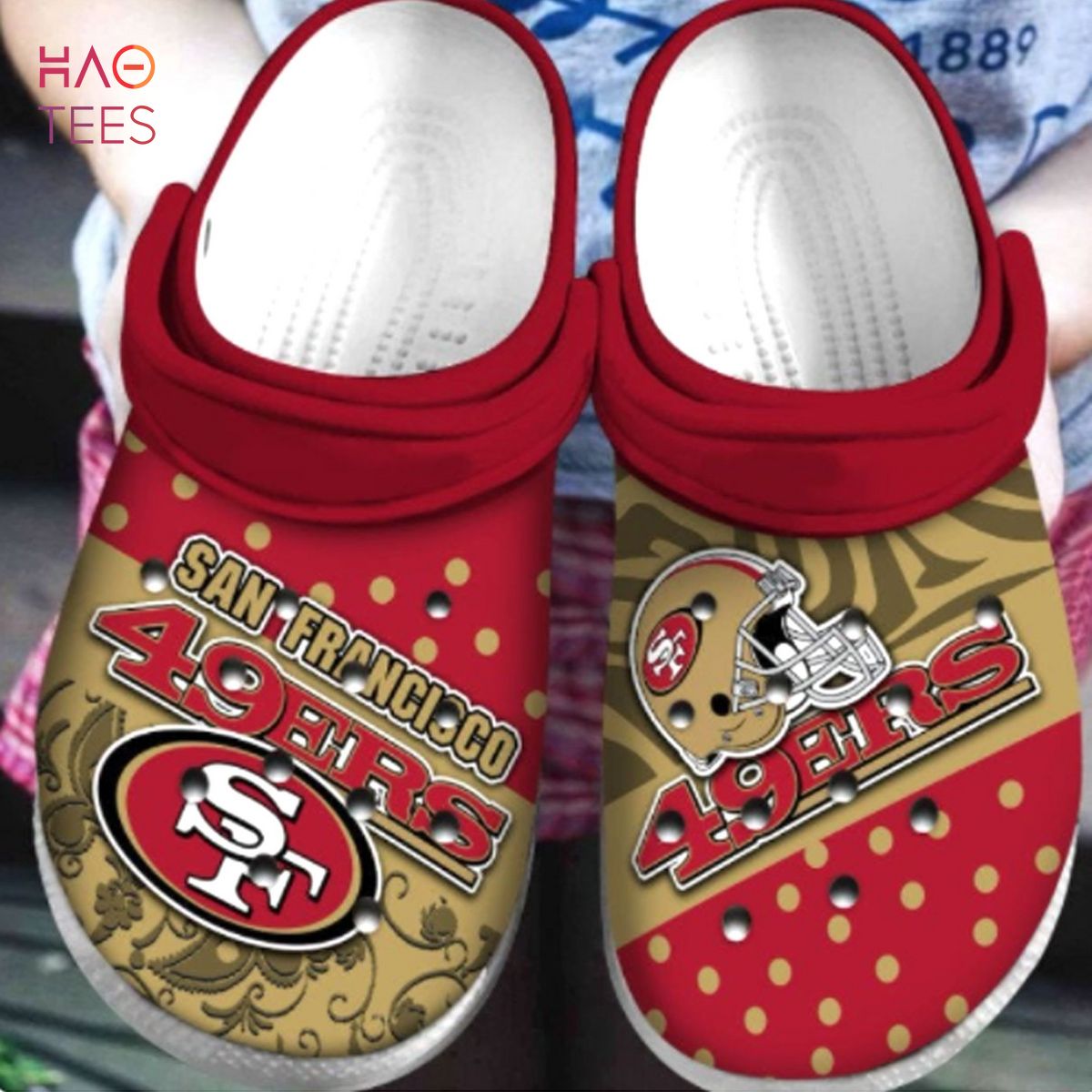 San Francisco 49ers NFL Sport Crocs Crocband Clogs Shoes Comfortable For Men Women and Kids