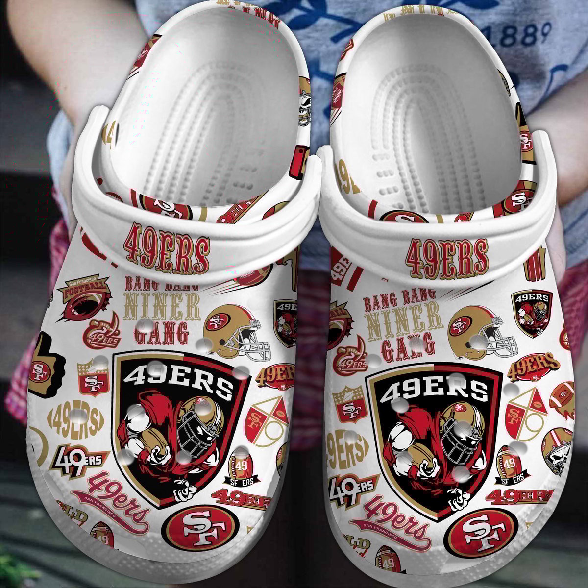 San Francisco 49ers NFL Sport Crocs Crocband Clogs Shoes Comfortable For Men Women and Kids