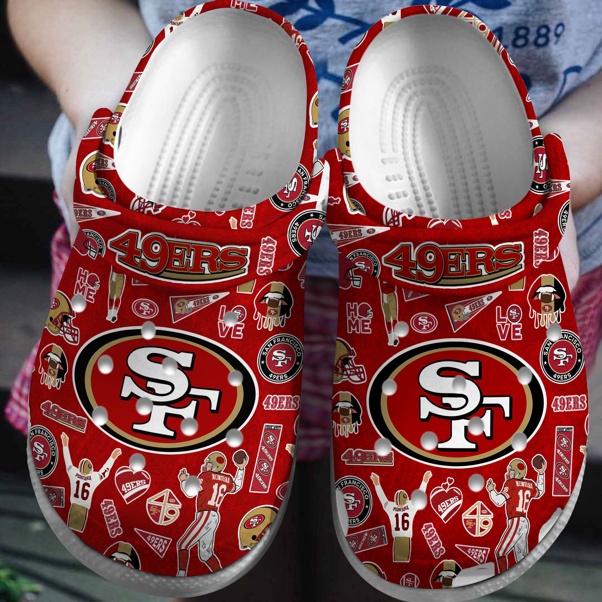 San Francisco 49ers NFL Sport Crocs Crocband Clogs Shoes Comfortable For Men Women and Kids