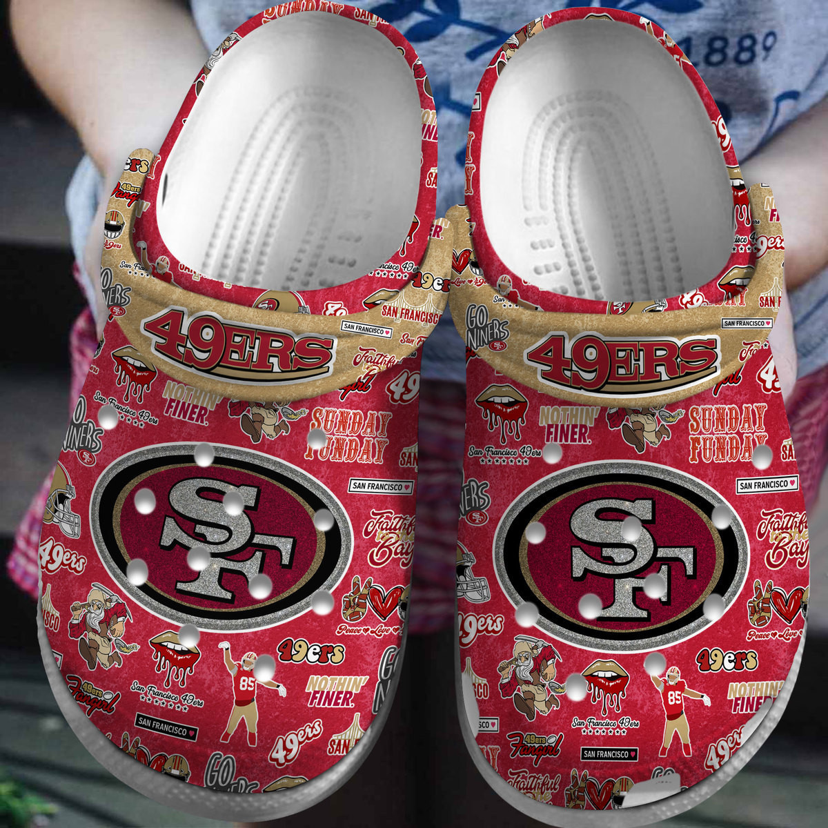 San Francisco 49ers NFL Sport Crocs Crocband Clogs Shoes Comfortable For Men Women and Kids