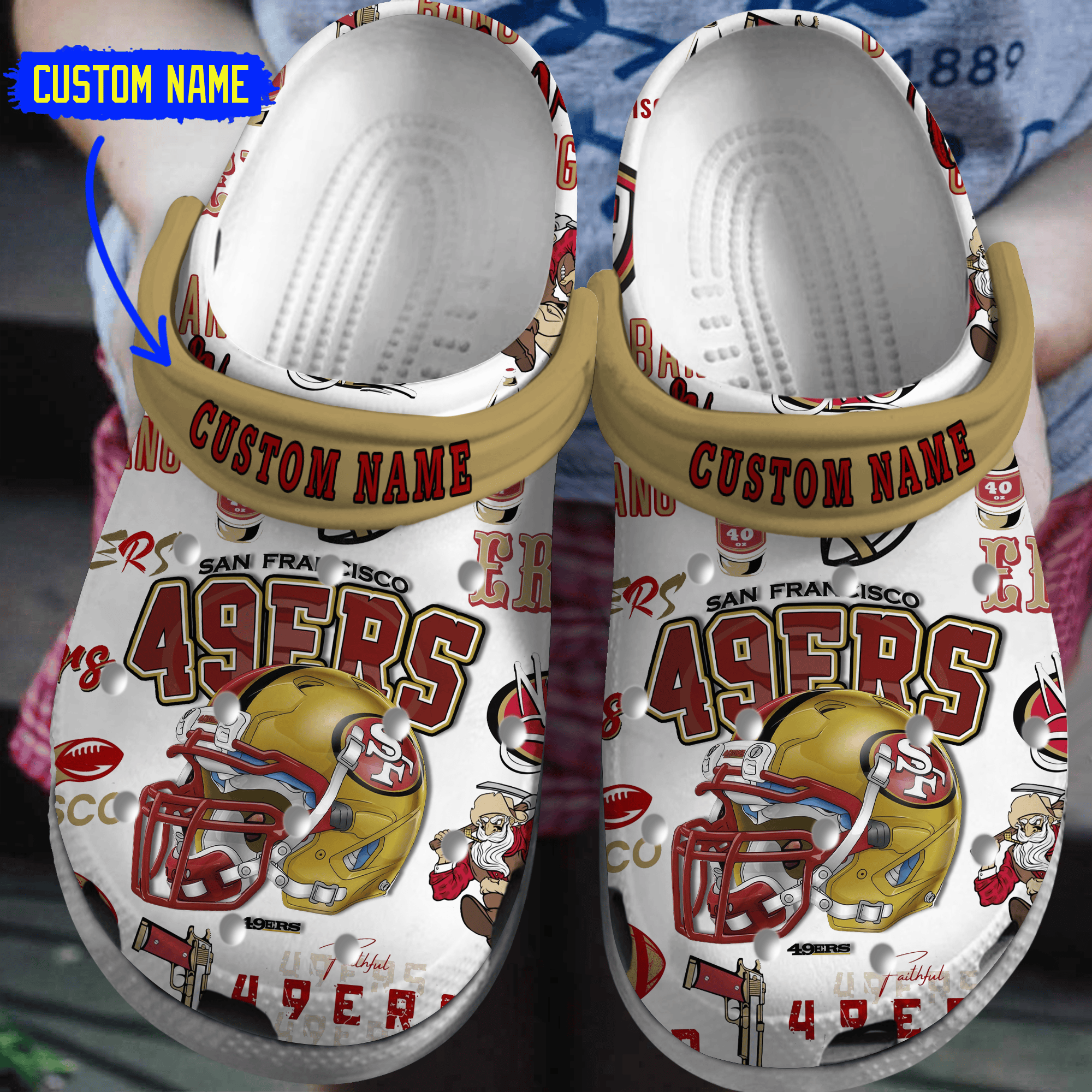 San Francisco 49ers NFL Sport Crocs Crocband Clogs Shoes Comfortable For Men Women and Kids